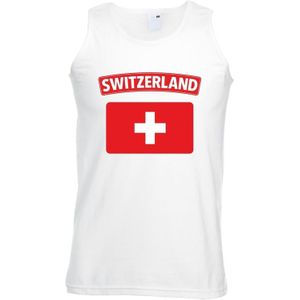 Zwitserland singlet shirt/ tanktop met Zwitserse vlag wit heren