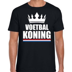 Zwart voetbal koning shirt met kroon heren - Sport / hobby kleding
