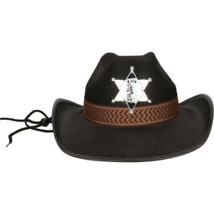 Zwarte cowboyhoed met sheriff badge voor volwassenen