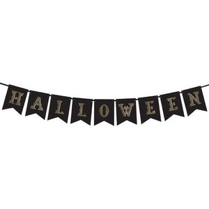 Zwarte Halloween DIY banner vlaggenlijn/slinger 20 x 175 cm