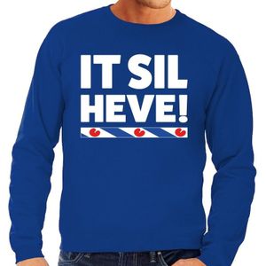 Blauwe sweater met Friese uitspraak It Sil Heve heren - Fryslan elfstedentocht