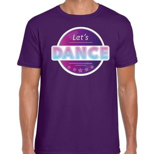 Lets Dance disco/feest t-shirt paars voor heren - paarse dance / seventies feest shirts