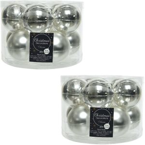 20x Zilveren glazen kerstballen 6 cm - glans en mat - Glans/glanzende - Kerstboomversiering zilver