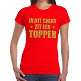 Toppers in concert In dit shirt zit een Topper goud glitter tekst t-shirt rood voor dames - dames Toppers shirts