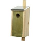 Set van 4 houten vogelhuisjes/nestkastjes met lichtgroene voorzijde en metalen dakje 26 cm - Vogelhuisjes tuindecoraties