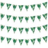 4x stuks groene DIY Hawaii thema feest vlaggenlijn 1,5 meter - Vlaggenlijnen/slingers Tropisch/Hawaii feestje