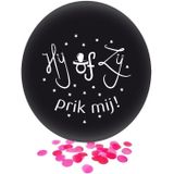 Gender reveal party versieringen pakket geboorte meisje grote prik-ballon/ballonnen he or she/vlaggetjes