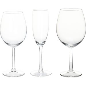Excellent Houseware Wijnglazen set - 18-delig - glas - 3 soorten