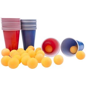 Beerpong set - 48 delig - 24 bekers - 24 balletjes - Red cups - Party cups - Pingpongballen