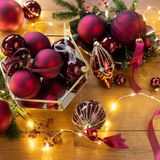 10x Donkerrode glazen kerstballen 6 cm - glans en mat - Glans/glanzende - Kerstboomversiering donkerrood