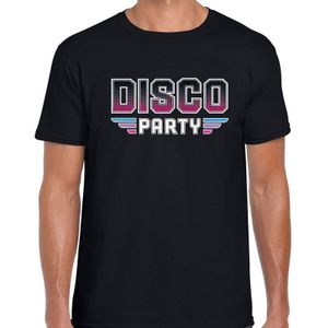 Disco party feest t-shirt zwart voor heren - zwarte 70s/80s/90s feest shirts