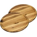 4x stuks houten serveerborden/pizzaborden rond 32 cm - Pizzaborden/serveerborden van hout