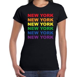 Regenboog New York gay pride / parade zwart t-shirt voor dames - LHBT evenement shirts kleding / outfit
