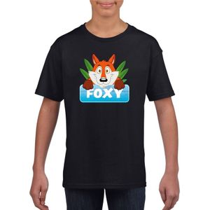 Foxy de vos t-shirt zwart voor kinderen - unisex - vossen shirt - kinderkleding / kleding