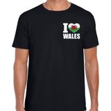 I love Wales t-shirt zwart op borst voor heren - Verenigd Koninkrijk landen shirt - supporter kleding