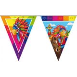 Set van 3x stuks indianen kinder verjaardag thema vlaggenlijn 10 meter - Feestartikelen/versiering