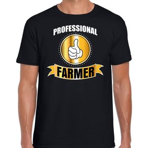 Professional farmer / professionele boer - t-shirt zwart heren - Cadeau verjaardag shirt - kado voor boeren