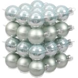 72x stuks kerstversiering kerstballen mintgroen (oyster grey) van glas - 4 cm - mat/glans - Kerstboomversiering