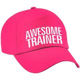 Bellatio Decorations cadeau pet/cap voor volwassenen - Awesome Trainer - roze - geweldige trainer