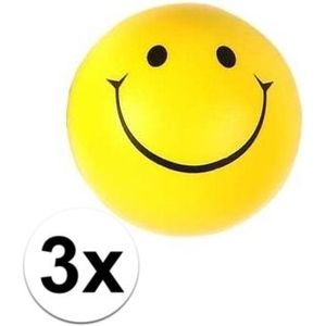 3x Rond stressballetje smiley face