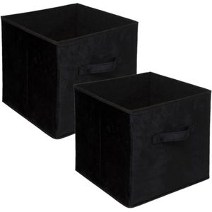 Set van 2x stuks opbergmand/kastmand 29 liter zwart polyester 31 x 31 x 31 cm - Opbergboxen - Vakkenkast manden