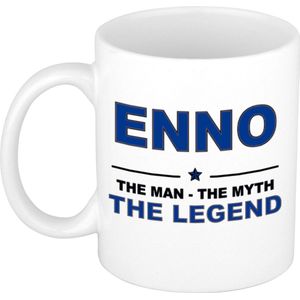 Naam cadeau Enno - The man, The myth the legend koffie mok / beker 300 ml - naam/namen mokken - Cadeau voor o.a  verjaardag/ vaderdag/ pensioen/ geslaagd/ bedankt
