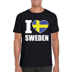 Zwart I love Zweden/ Sweden supporter shirt heren - Zweeds t-shirt heren