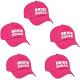 8x Roze vrijgezellenfeest petje Bride Squad dames - Vrijgezellenfeest vrouw artikelen/ petjes