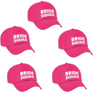 8x Roze vrijgezellenfeest petje Bride Squad dames - Vrijgezellenfeest vrouw artikelen/ petjes