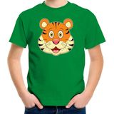 Cartoon tijger t-shirt groen voor jongens en meisjes - Kinderkleding / dieren t-shirts kinderen
