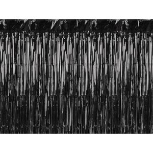 PartyDeco Folie deurgordijn/feestgordijn - zwart - 90 x 250 cm
