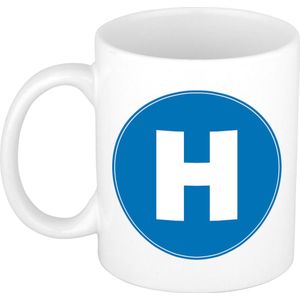 Mok / beker met de letter H blauwe bedrukking voor het maken van een naam / woord - koffiebeker / koffiemok - namen beker