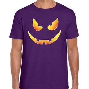 Halloween Scary face verkleed t-shirt paars voor heren - horror shirt / kleding / kostuum