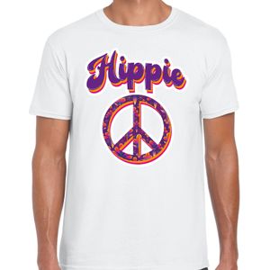 Hippie t-shirt wit voor heren - 60s / 70s / toppers outfit / kleding