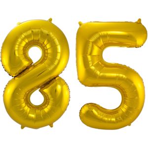 Folat Folie ballonnen - 85 jaar cijfer - goud - 86 cm - leeftijd feestartikelen