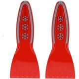 2x stuks rode ijskrabber / raamkrabber van kunststof 20 cm - Ruiten krabbers - Auto accessoires winter