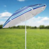 Blauw gestreepte parasol 200 cm - Tuin / strand parasols met draagzak