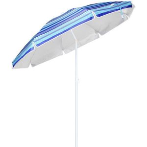 Blauw gestreepte parasol 200 cm - Tuin / strand parasols met draagzak