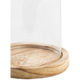 Chaks Decoratie stolp - glas - houten plateau - D10 x H13,5 cm