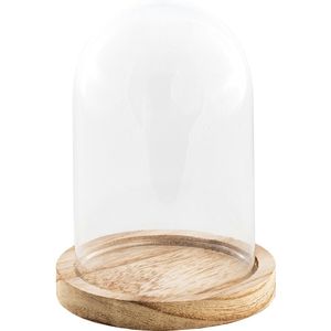 Chaks Decoratie stolp - glas - houten plateau - D10 x H13,5 cm