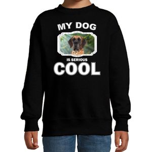Deense dog honden trui / sweater my dog is serious cool zwart - kinderen - Deense dogs liefhebber cadeau sweaters - kinderkleding / kleding