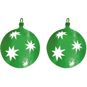 2x stuks kerstballen hangdecoratie groen 40 cm van karton - Kerstversiering - Kerstdecoratie