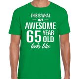 Awesome 65 year - geweldige 65 jaar cadeau t-shirt groen heren -  Verjaardag cadeau