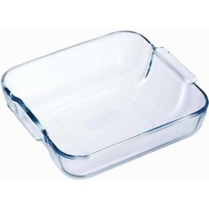 2x Glazen ovenschaal 1,2 liter 21 x 21 x 6,5 cm en  2,6 liter 35 x 23 x 5 cm - Ovenschotel schalen â Bakvorm