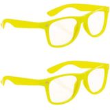 4x stuks neon verkleed party brillen fel geel voor volwassenen