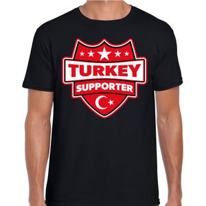 Turkey supporter schild t-shirt zwart voor heren - Turkije landen t-shirt / kleding - EK / WK / Olympische spelen outfit