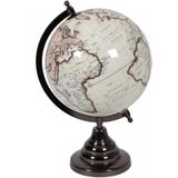 Vintage look wereldbol op houten voet 20 cm - Woondecoratie met antieke uitstraling - Wereldbollen/globes