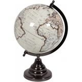Vintage look wereldbol op houten voet 20 cm - Woondecoratie met antieke uitstraling - Wereldbollen/globes