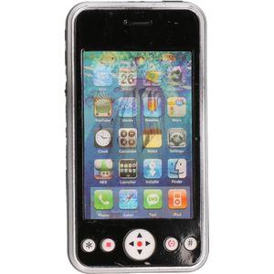 Speelgoed smartphone/mobiele telefoon zwart met licht en geluid 10 cm - Mobiele telefoons - Smartphones - Nep telefoons - Telefoontjes met licht en geluid