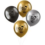 Folat Ballonnen geslaagd thema - 8x - goud/zilver/grijs - latex - 33 cm - examenfeest versiering